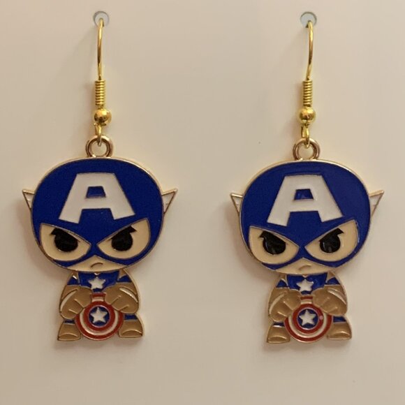 Superhero Earrings, Hero Earring, Captain America Earring, Gift Idea, Heroes - Picture 5 of 8